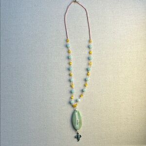 Chic Green and Yellow Necklace with Pendant